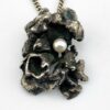 Vintage Brutalist Modernist Sterling Silver Pearl Pendant Necklace