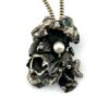 Vintage Brutalist Modernist Sterling Silver Pearl Pendant Necklace