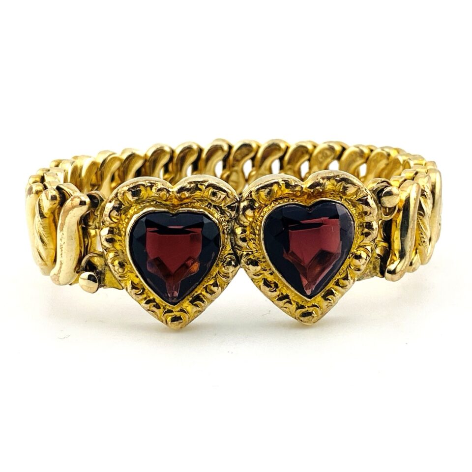 Vintage Carmen DFB Co Gold Filled Sweetheart Expansion Bracelet Amethyst Glass