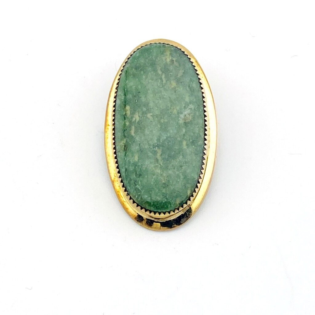 Connemara Irish Jade Gold Filled Pendant Converts to Pin Brooch Vintage Oval
