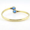 Gold Filled Bypass Cuff Bracelet with Sapphire Blue Glass Stones