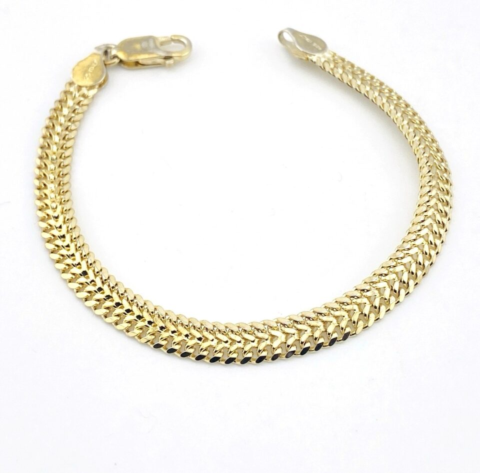 Vintage Italian Vermeil Woven Link Bracelet – Gold Over Sterling Silver – 6.75 Inches