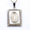 Vintage Mother of Pearl Marcasite Our Lady Pendant Necklace