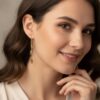 Delicate 14k Gold Leaves on Branch Drop Earrings signed JCM