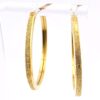 Gold Over Sterling Silver Thin Textured Hoop Earrings