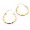 Gold Over Sterling Silver Thin Textured Hoop Earrings