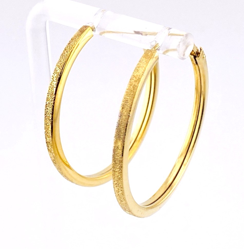 Gold Over Sterling Textured Hoop Earrings – 36mm Vermeil Hoops