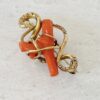 Victorian Gold Filled Snake Brooch with Coral Branch