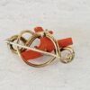 Victorian Gold Filled Snake Brooch with Coral Branch