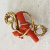 Victorian Gold Filled Snake Brooch with Coral Branch