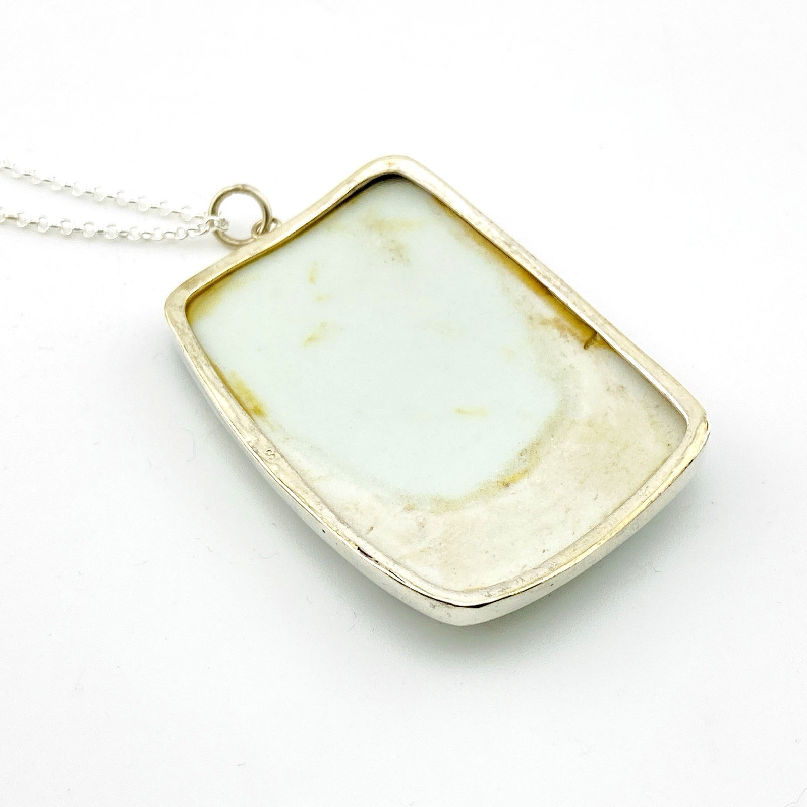 Authentic Chinese Antique Porcelain Shard Pendant in Sterling Silver