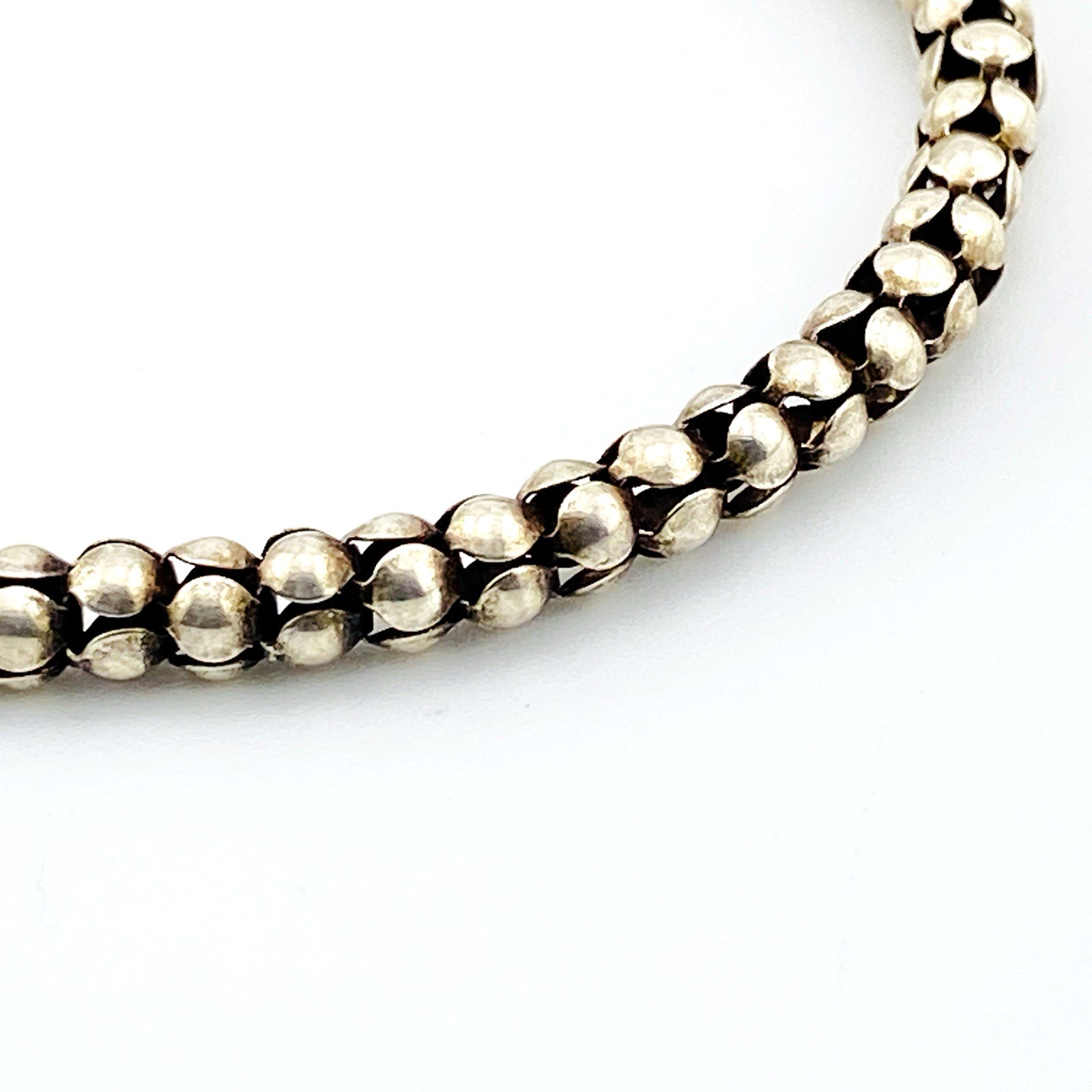 New Old Stock Sterling Silver Lotus Link Bracelet – Hand-Fabricated – 6.5 Inches