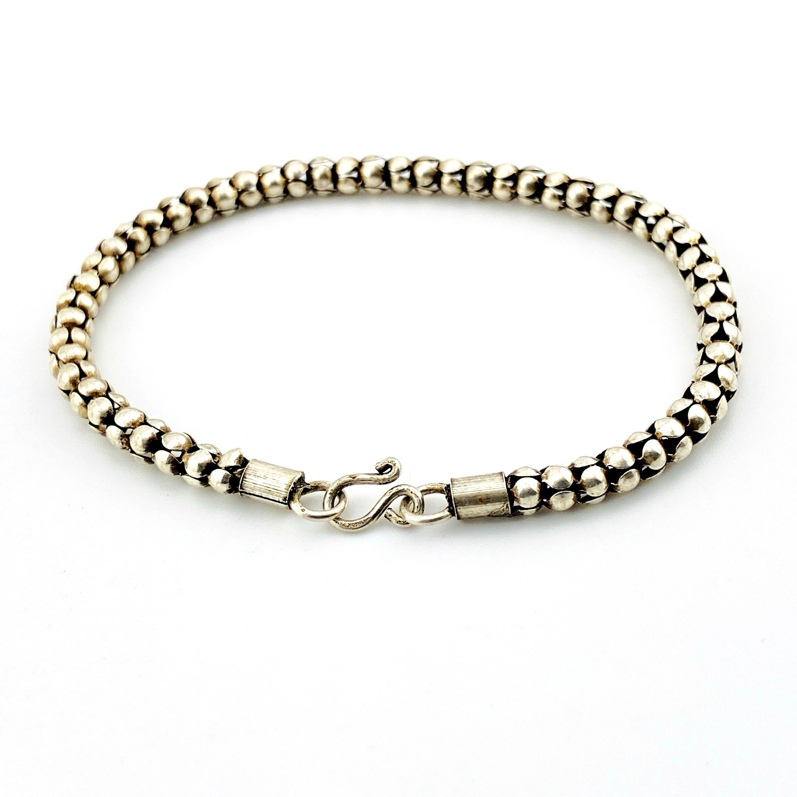 New Old Stock Sterling Silver Lotus Link Bracelet – Hand-Fabricated – 6.5 Inches