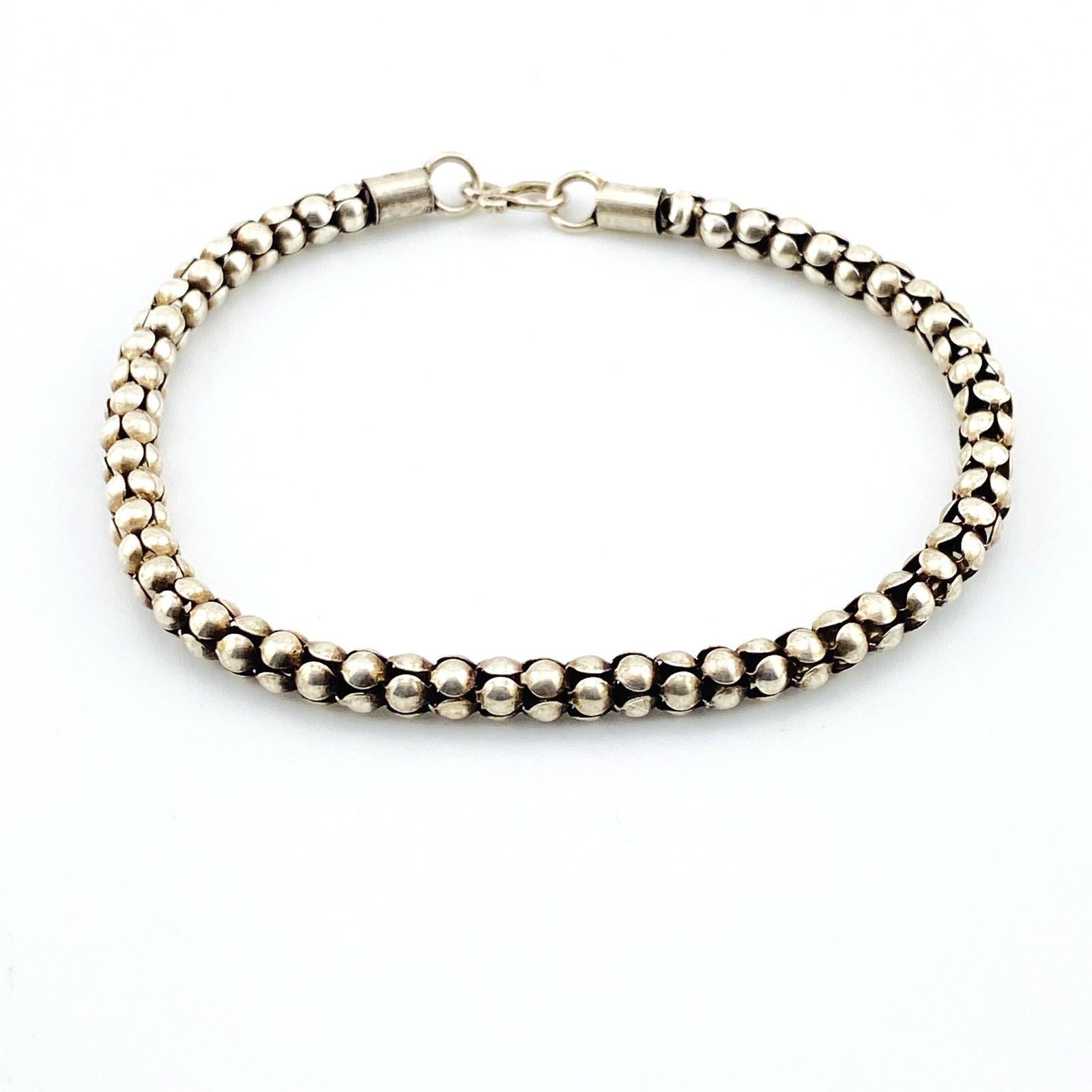New Old Stock Sterling Silver Lotus Link Bracelet – Hand-Fabricated – 6.5 Inches