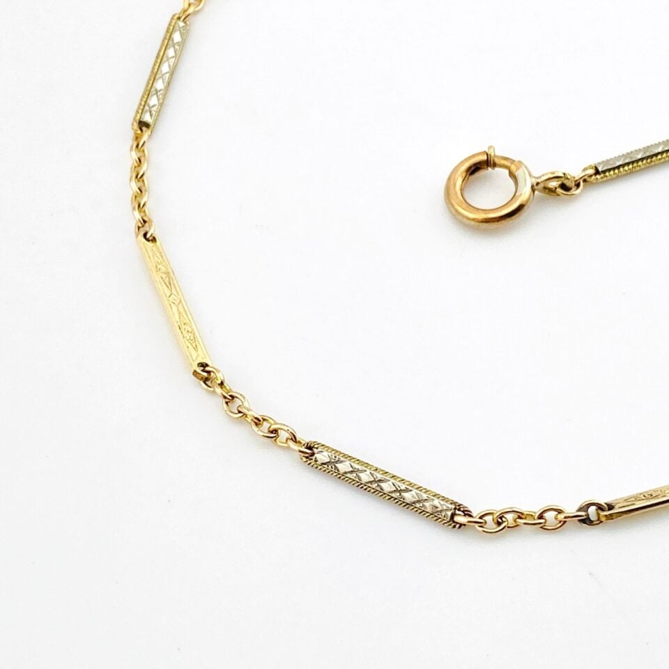Antique Two-Tone Gold Filled Pocket Watch Chain – B&O – Retro Era – 13.25 Inches