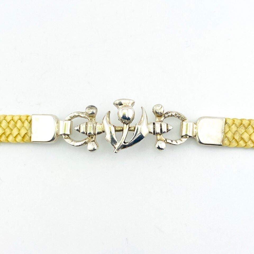 Vintage 900 Silver Thistle Linen Bracelet – Scottish Motif – 6.25 Inches