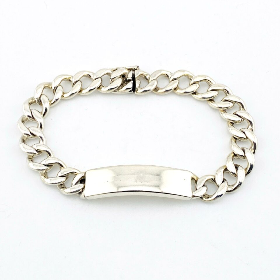 Vintage Napier Sterling Silver ID Bracelet – Heavy Link – 8.25 Inches – Blank Plate