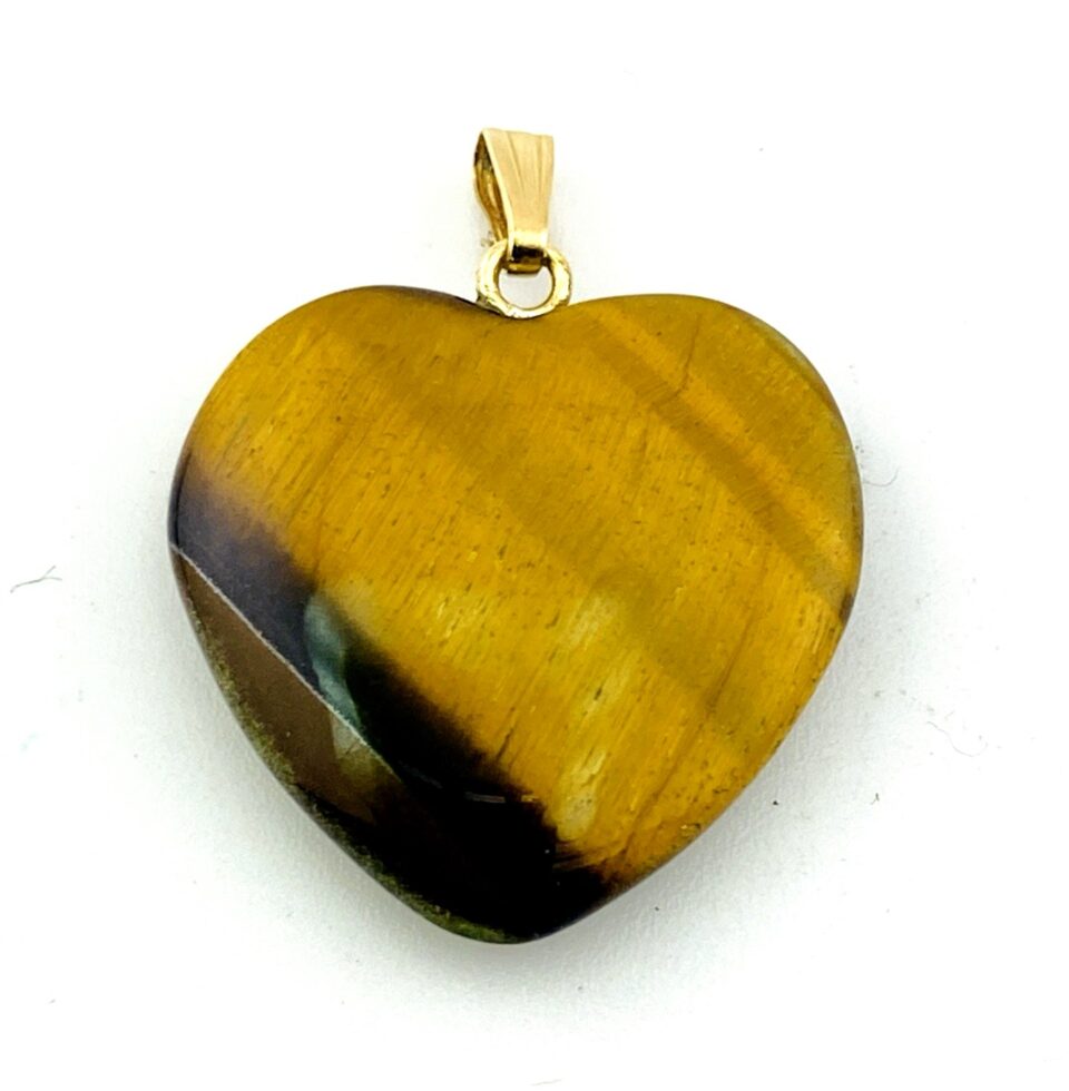 Vintage 14k Gold Tiger Eye Heart Pendant