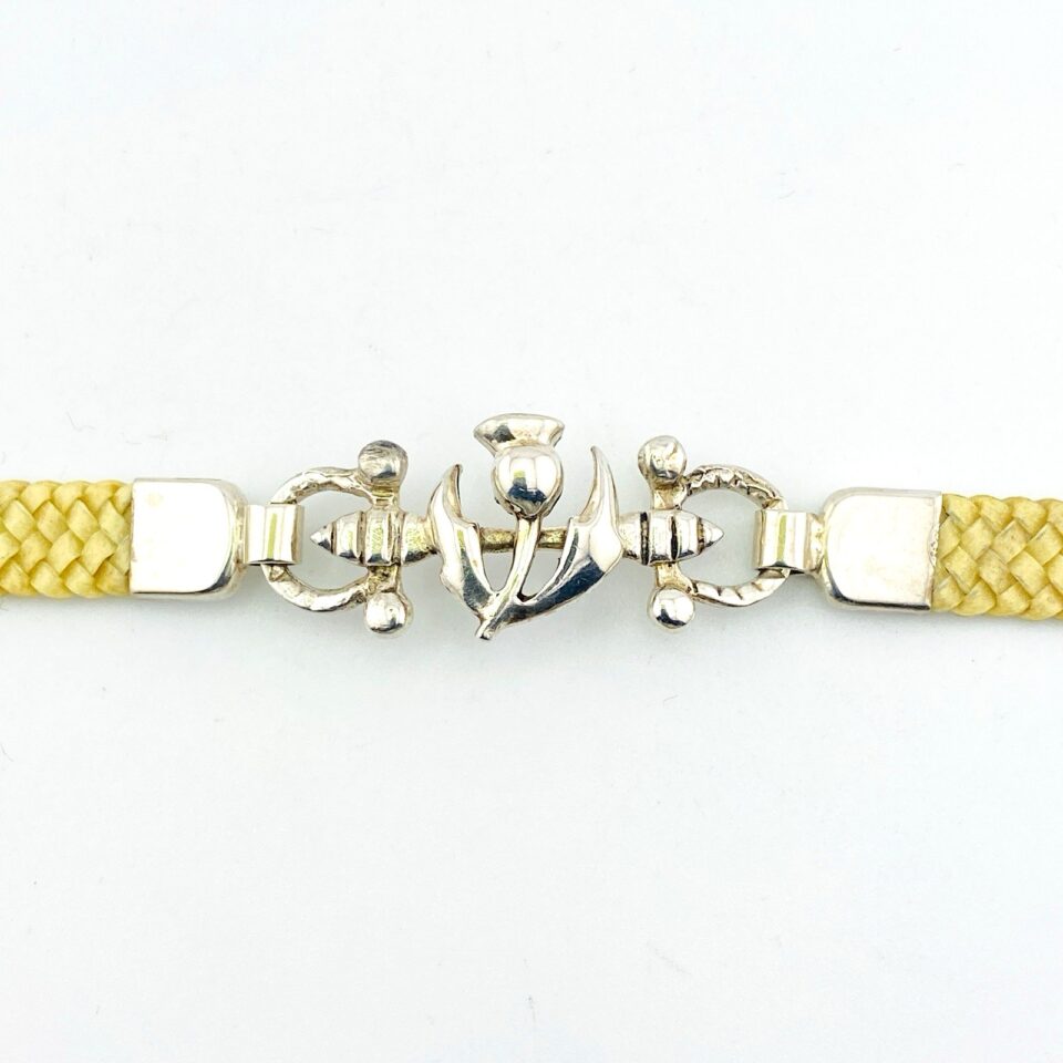 Vintage 900 Silver Thistle Linen Bracelet – Scottish Motif – 6.25 Inches
