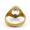 Vintage Artisan Brass Statement Ring with Faceted Glass Stone – Size 5.5 – 1950s