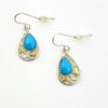 Vintage Black Hills Gold Drop Earrings in Sterling Silver with Turquoise