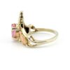 Vintage Black Hills Gold Ring with Pink CZ – Sterling Silver & 12k Leaves – Size 5
