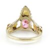 Vintage Black Hills Gold Ring with Pink CZ – Sterling Silver & 12k Leaves – Size 5