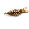 Vintage Enameled Fish Pendant – Gold Over Sterling Silver – Articulated “Wiggly” Design