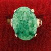 Vintage Gold Filled Ring with Jade Simulant Cabochon – Size 5.5