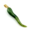Vintage Italian Cornicello Pepper Amulet Charm in Gold Filled & Nephrite Jade