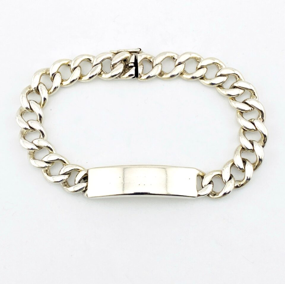 Vintage Napier Sterling Silver ID Bracelet – Heavy Link – 8.25 Inches – Blank Plate