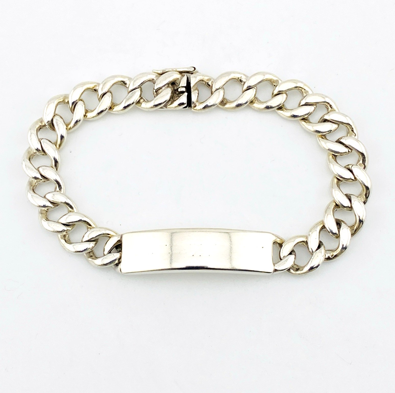 Vintage Napier Sterling Silver ID Bracelet – Heavy Link – 8.25 Inches – Blank Plate