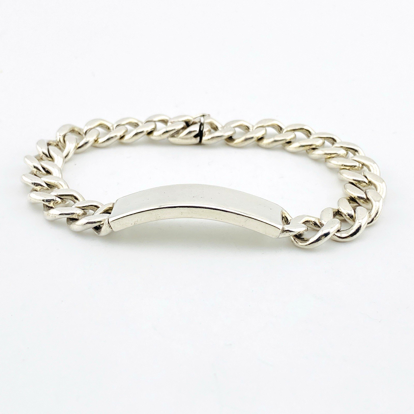 Vintage Napier Sterling Silver ID Bracelet – Heavy Link – 8.25 Inches – Blank Plate