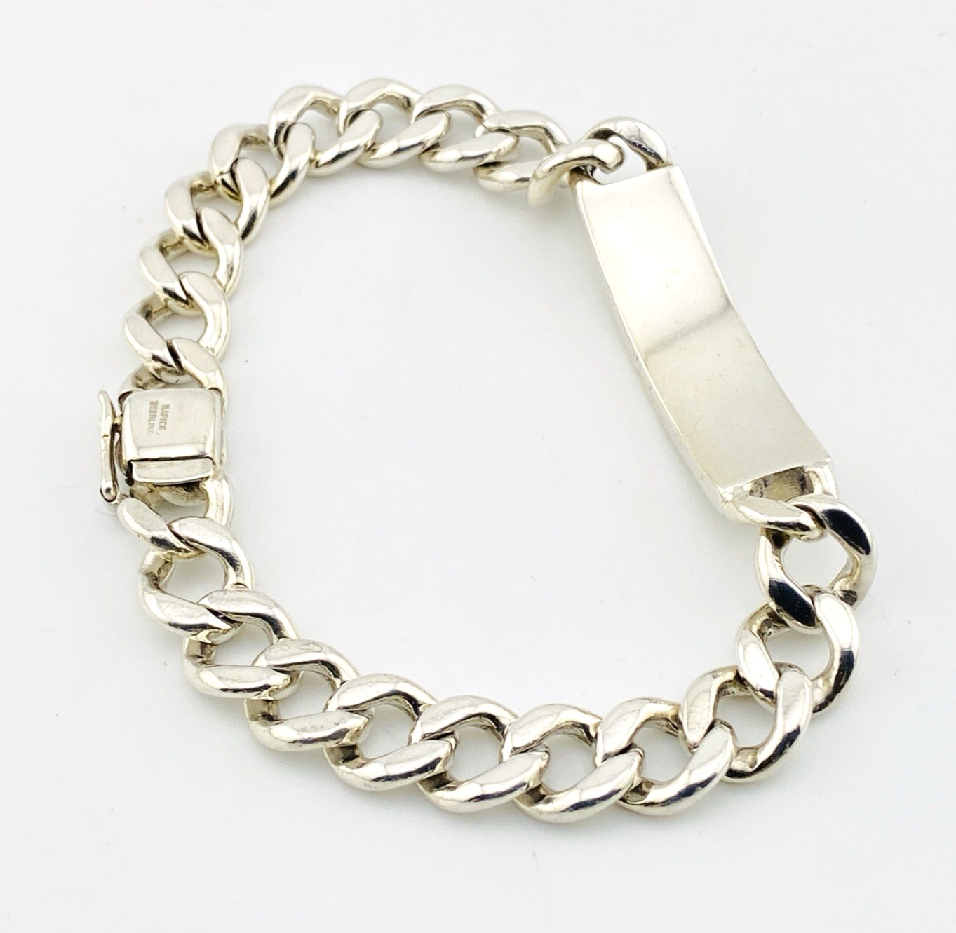 Vintage Napier Sterling Silver ID Bracelet – Heavy Link – 8.25 Inches – Blank Plate