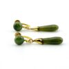 Vintage Nephrite Jade Drop Earrings in Gold Filled with Screw Backs