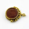 Vintage Pressed Glass Cameo Fob Pendant – Greco-Roman Centurion – Gold Tone