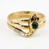 Vintage Uncas Snake Ring – Yellow & White Gold Filled – Green Stone with Red Eyes – Size 9.5