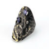 Slight angle showing textured background on Black Rhodium Coral Branch Ring