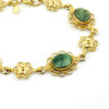 Vintage 12k gold filled bracelet with oval green Connemara marble stones set in decorative filigree and floral links