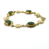 Vintage 12k gold filled bracelet with oval green Connemara marble stones set in decorative filigree and floral links
