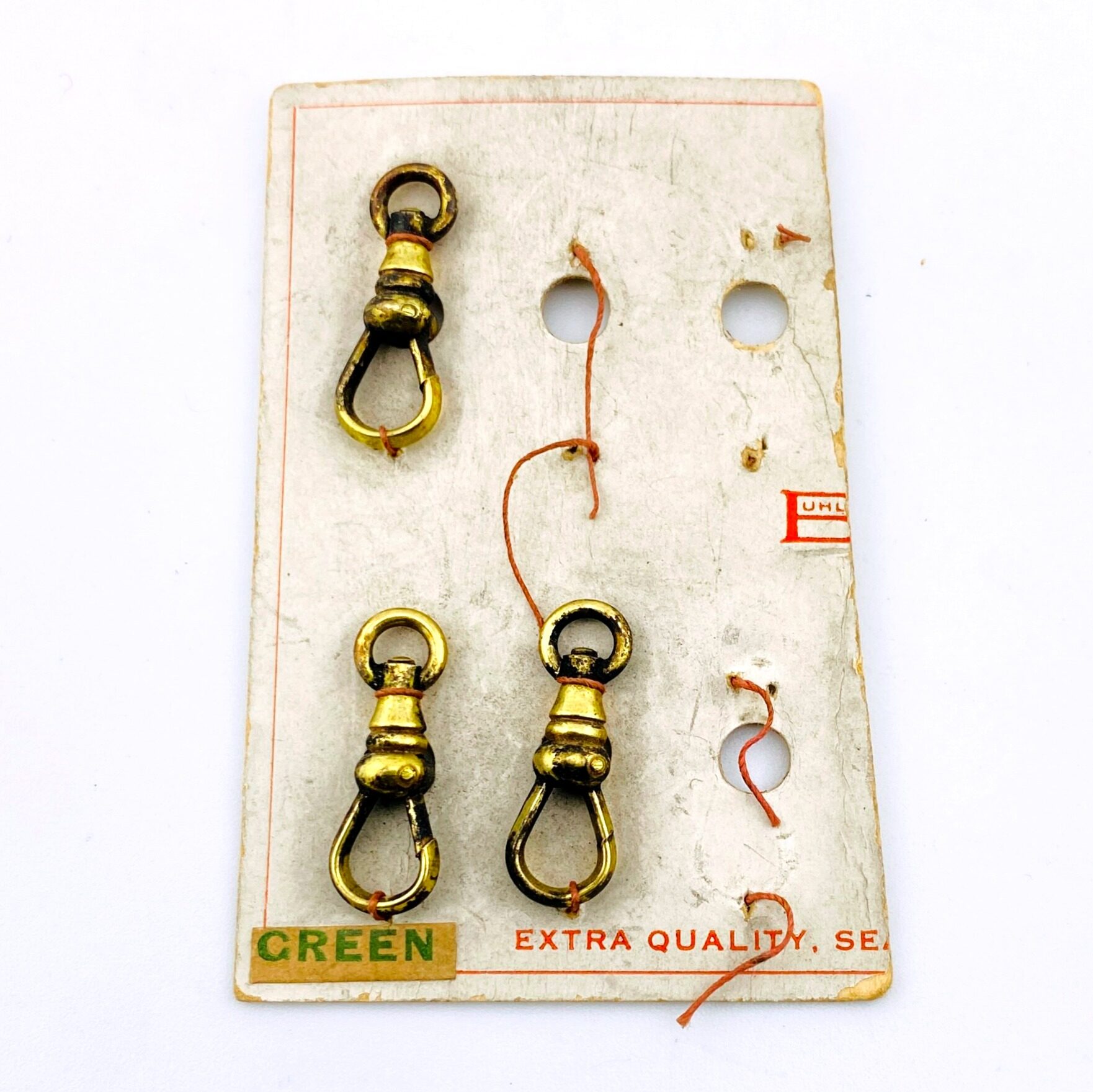 Swivel clasp for watch chains on the original manufacturer's card.