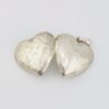 Large engraved sterling silver puffy heart locket pendant that opens to hold two photographs