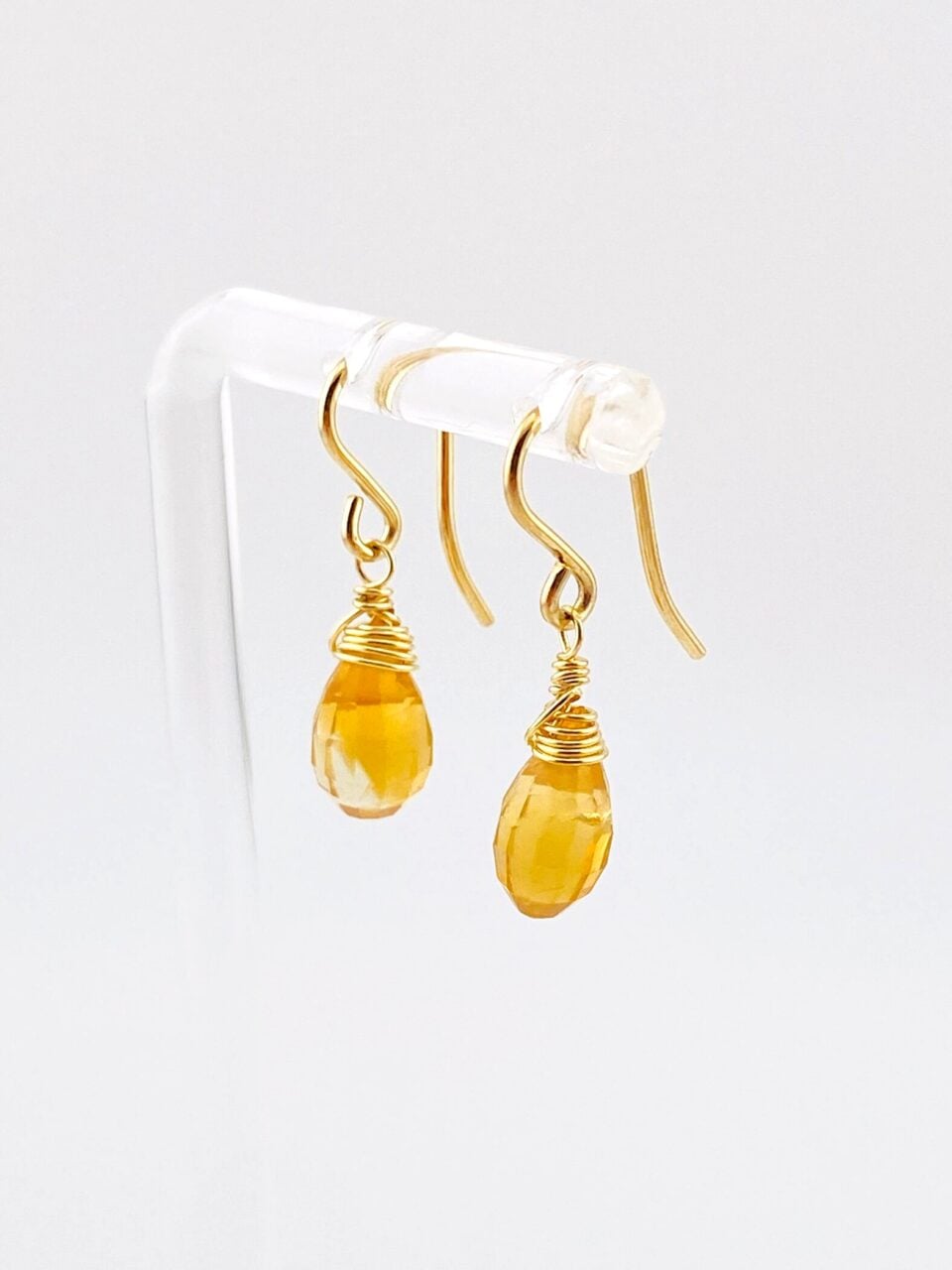 Nested Citrine Petite Drop Earrings – Gold Filled – By the Artist