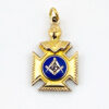 vintage gold filled masonic charm blue enamel square compasses