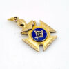 vintage gold filled masonic charm blue enamel square compasses