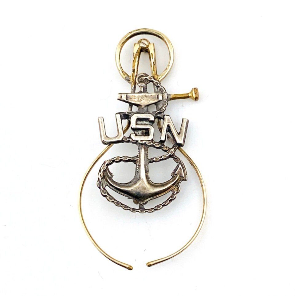 Vintage Custom US Navy Masonic Pin with Sterling Anchor and Gold Filled Caliper