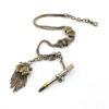 Victorian sterling silver Albertina watch chain double slide tassel key