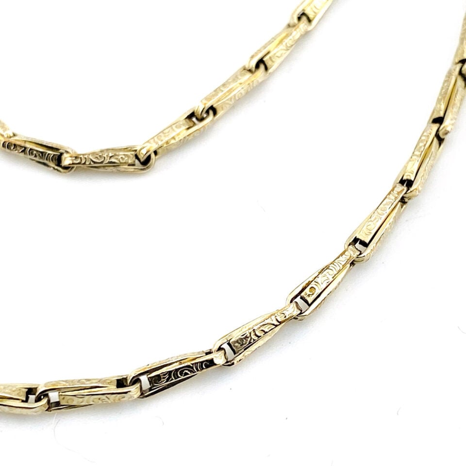 Vintage White Gold Filled Fancy Link Pocket Watch Chain Necklace Choker 14.75 Inches