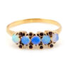 Antique Victorian blue opal and rhodolite garnet ring in 10k gold size 6.75