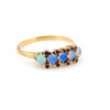 Antique Victorian blue opal and rhodolite garnet ring in 10k gold size 6.75